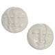 20mm Matched Pair Closed Eyes Moon Sun Face Bison Bone Cab Bead Cabochon, 13/16"