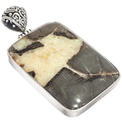 925 Silver Genuine Utah Septarian Designer Cab Sterling Pendant,  2"