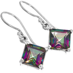 925 Silver Colorful Purple Green Mystic Topaz Topaz Sterling Earrings, 1/2"