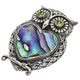 925 Sterling Paua Abalone Peridot Shell Silver Owl Statement Pendant, 1 3/4"