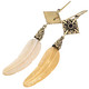 Bird Feather Oyster Mother Of Pearl Shell ?Hand Carving Drop Earrings, 2 3/4"