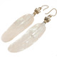 Bird Feather Oyster Mother Of Pearl Shell ?Hand Carving Drop Earrings, 2 1/2"
