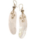 Bird Feather Oyster Mother Of Pearl Shell ?Hand Carving Drop Earrings, 2 1/2"