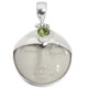 925 Silver Bison Bone Moon Moonface Goddess Hand Carving Peridot Pendant, 1"