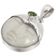 925 Silver Bison Bone Moon Moonface Goddess Hand Carving Peridot Pendant, 1"