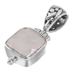 925 Silver Dainty Square Freshwater Button Pearl Sterling Pendant, 1"