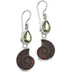 925 Silver Ammonite Fossil Peridot Gems Sterling Drop Earrings, 1 1/2"