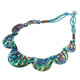 Genuine Crescent Moon Paua Abalone Shell Turquoise Beads Necklace, 18"