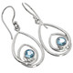 925 Silver Artful Looping Teardrop Hoops Blue Topaz Sterling Earrings, 1"