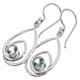 925 Silver Artful Looping Teardrop Hoops Blue Topaz Sterling Earrings, 1"