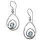 925 Silver Artful Looping Teardrop Hoops Blue Topaz Sterling Earrings, 1"