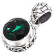 925 Silver Green Quartz Bali Handmade Scroll Filigree Sterling Pendant, 3/4"