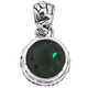 925 Silver Green Quartz Bali Handmade Scroll Filigree Sterling Pendant, 3/4"