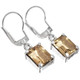 925 Silver Exquisite Citrine Sterling Leverback Hook Dangle Earrings, 7/16"