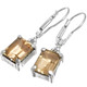 925 Silver Exquisite Citrine Sterling Leverback Hook Dangle Earrings, 7/16"