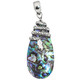 925 Silver Paua Abalone Shel Handmade Bali Filigree Snake Bail Pendant, 2"