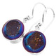 925 Silver Dainty Round Titanium Purple Blue Druzy Drusy Sterling Earrings, 5/8"