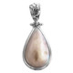 925 Silver Pear Champagne Mabe Ocean Cultured Pearl Sterling Pendant, 1 1/4"
