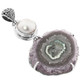 925 Silver Amethyst Crystal Slice White Mabe Pearl Sterling Pendant, 2.5"