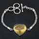 925 Silver Byzantine Chain Gold Heart Titanium Druzy Drusy Bracelet, 6.5-7.5"