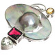 925 Silver Mabe Blister Pearl Red Garnet Prasiolite Citrine Sterling Pendant, 2"