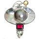 925 Silver Mabe Blister Pearl Red Garnet Prasiolite Citrine Sterling Pendant, 2"