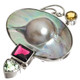 925 Silver Mabe Blister Pearl Red Garnet Prasiolite Citrine Sterling Pendant, 2"