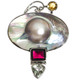925 Silver Mabe Blister Pearl Red Garnet Prasiolite Citrine Sterling Pendant, 2"
