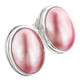 925 Silver Pink Mabe Pearl Sterling Post Earrings, 13/16"