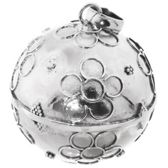 925 Silver Large Harmony Ball Chime Round Bali Sterling Pendant, 1"