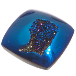 Square Cobalt Blue Titanium Agate Druzy Drusy 18x18mm Cabochon US Made, 3/4"