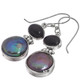 925 Sterling Silver Onyx Peacock Biwa Pearl Earrings, 7/8"