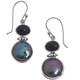 925 Sterling Silver Onyx Peacock Biwa Pearl Earrings, 7/8"