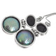 925 Sterling Silver Onyx Peacock Biwa Pearl Earrings, 7/8"