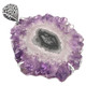 925 Silver Rare Big Amethyst Crystal Geode Slice Sterling Pendant, 2 3/4"