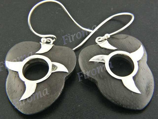 1" 925 Silver Sono Wood French Hook Earrings