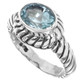 925 Silver Beautiful Oval Blue Topaz Scroll Filigree Sterling Sz 9 Ring