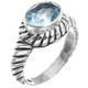 925 Silver Beautiful Oval Blue Topaz Scroll Filigree Sterling Sz 9 Ring