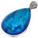 925 Silver Big Pear Cobalt Blue Titanium Druzy Teardrop Sterling Pendant, 2 1/4"