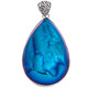 925 Silver Big Pear Cobalt Blue Titanium Druzy Teardrop Sterling Pendant, 2 1/4"