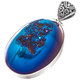 925 Silver Oval Cobalt Blue Titanium Druzy Agate Sterling Pendant, 1 7/8"