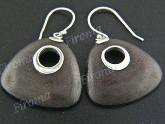 1" 925 Silver Sono Wood French Hook Earrings
