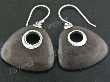 1" 925 Silver Sono Wood French Hook Earrings