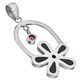 925 Silver Flower Garnet Paua Abalone Shell Hoop Sterling Pendant, 1 1/4"