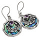 925 Silver Bamboo Wreath Paua Abalone Shell Amethyst Sterling Earrings, 13/16"