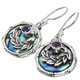 925 Silver Bamboo Wreath Paua Abalone Shell Amethyst Sterling Earrings, 13/16"