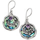 925 Silver Bamboo Wreath Paua Abalone Shell Amethyst Sterling Earrings, 13/16"