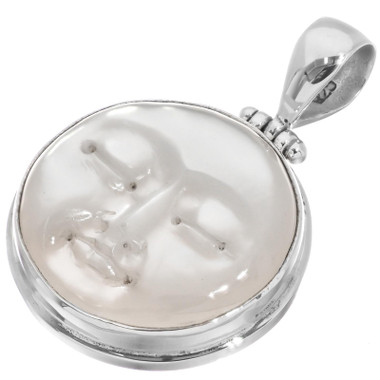 925 Sterling Moon Sun Goddess Oyster Mother Of Pearl Sterling Pendant, 1 3/8"