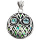 925 Silver Owl Inspired Paua Abalone Blue Topaz Bird Sterling Pendant, 7/8"