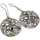 925 Silver Intricately Handmade Filigree Mixed Gems Sterling Earrings, 1 1/8"